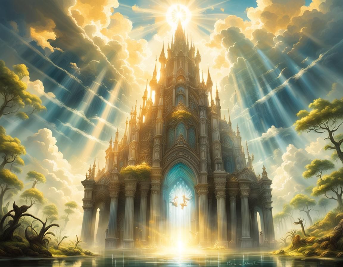 Resurrected Atlantis: Sun-Drenched City in the Clouds