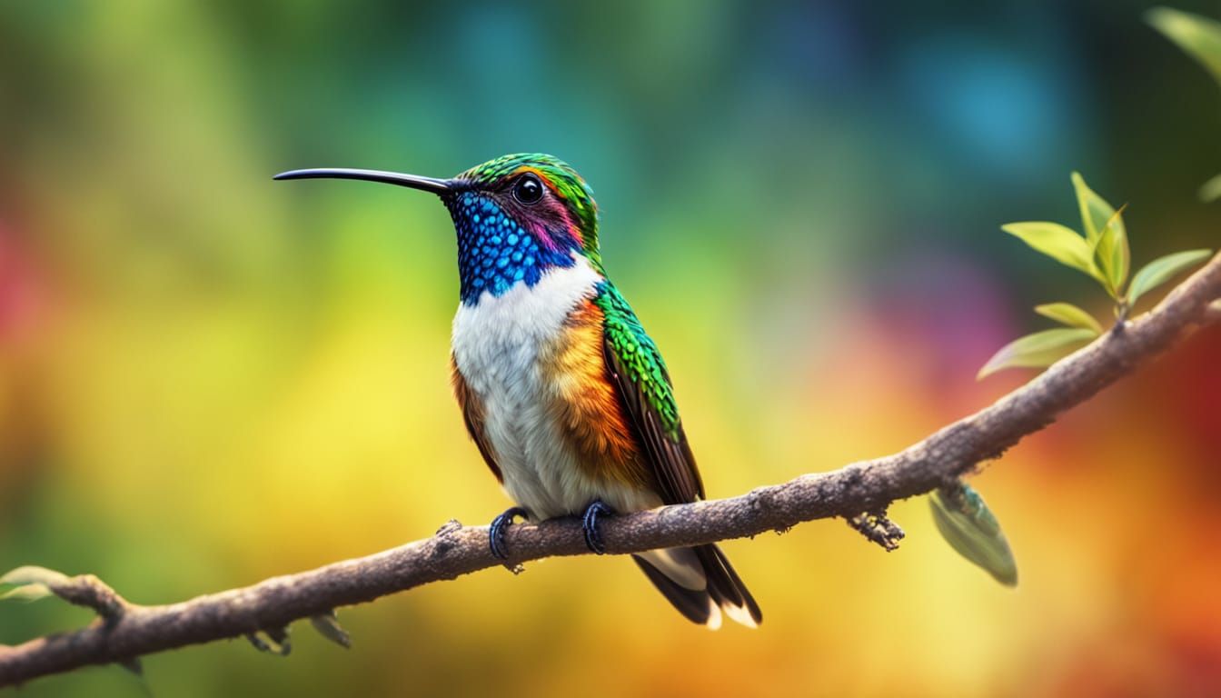 White-tufted Sunbeam Hummingbird in Hyperrealistic Concept A...