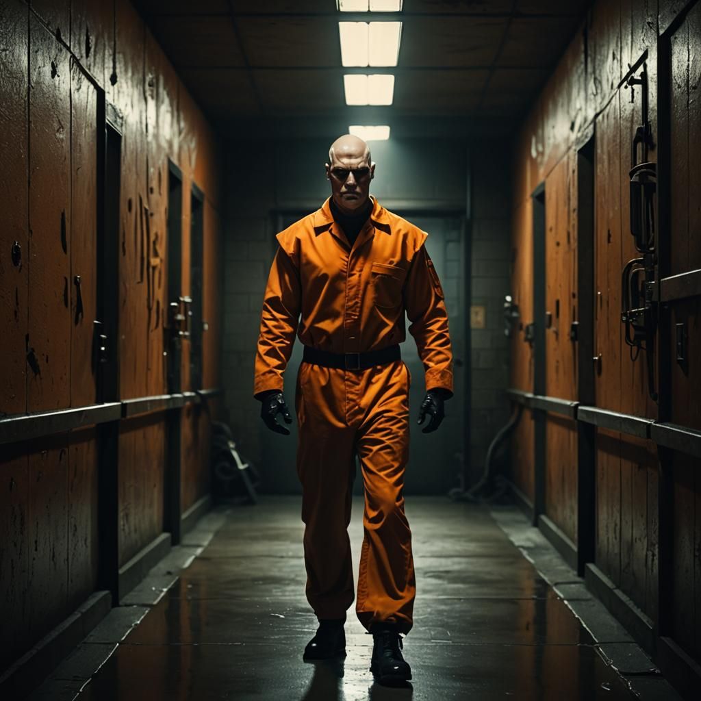 Supervillain in Prison Uniform: Cinematic 3D Render