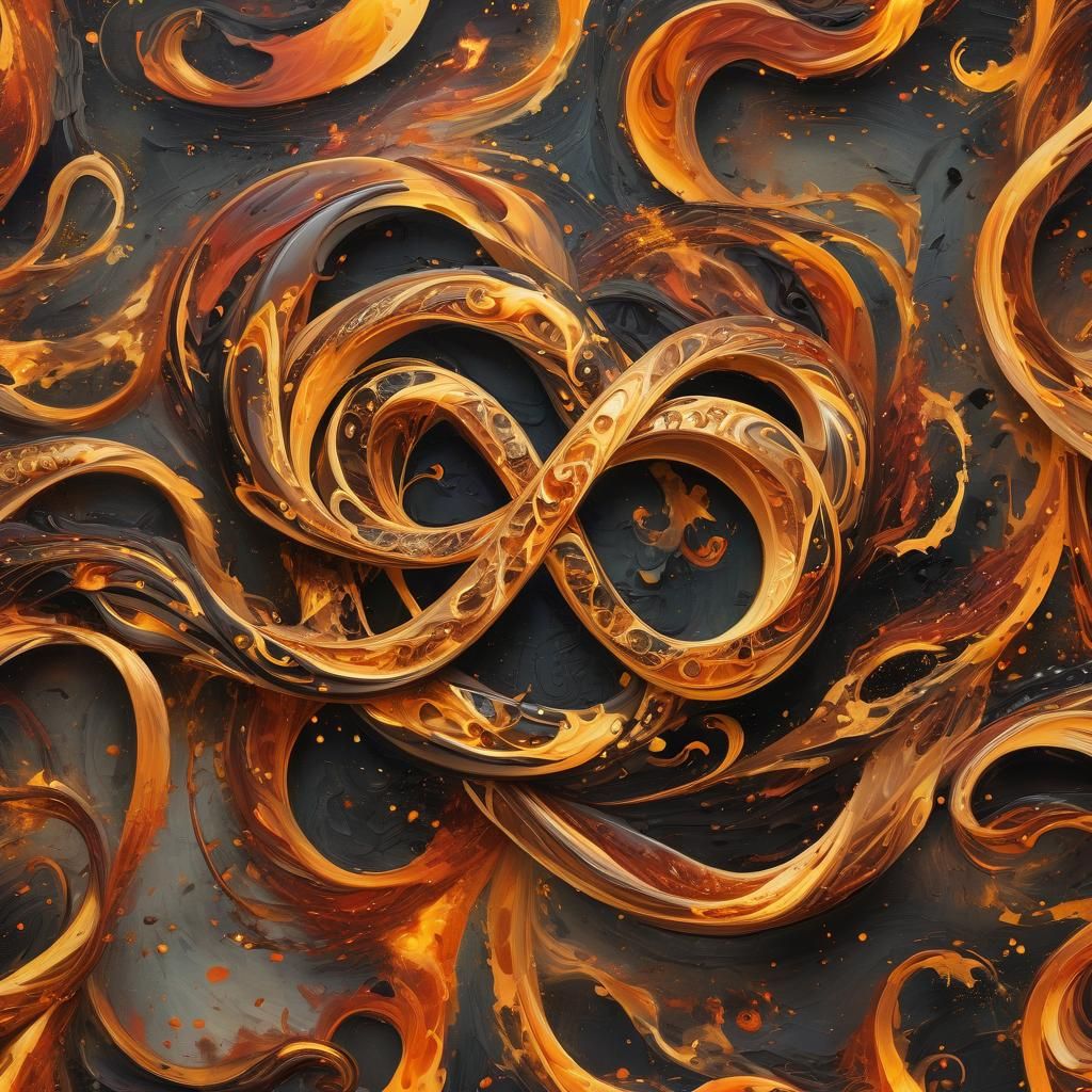 Fiery Infinity Symbol in Surrealist Oil Painting