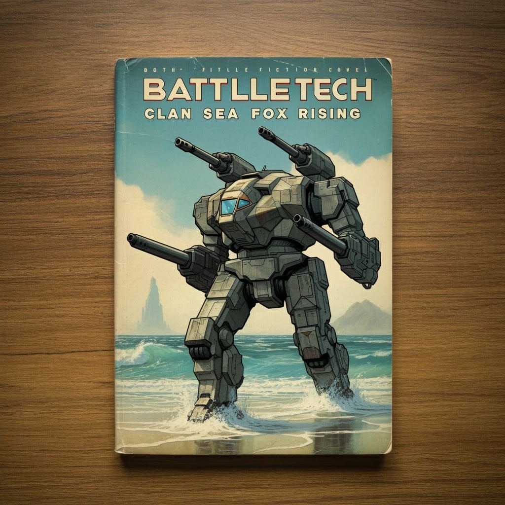 Retro Sci-Fi Mech Warrior Book Cover Art