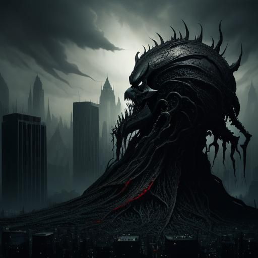 Villain Fused with Symbiote in Ruined City