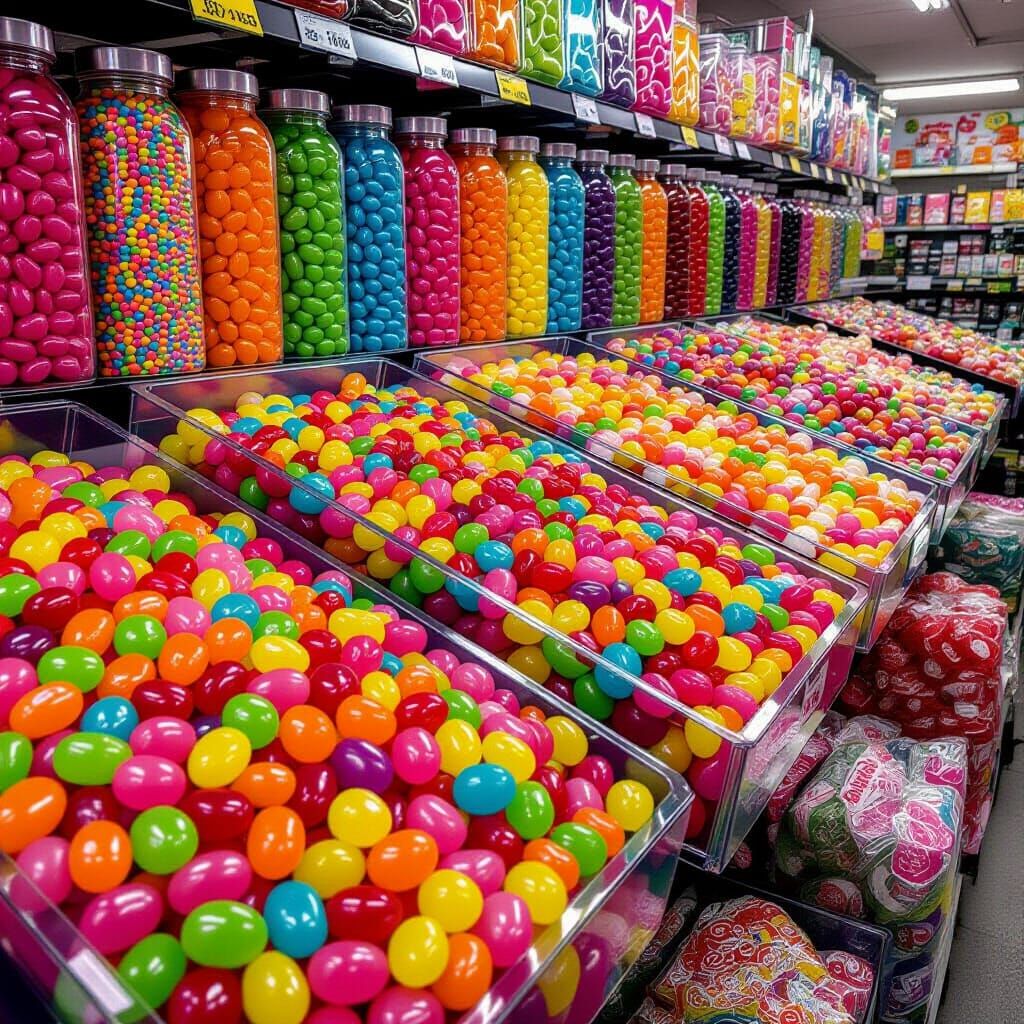 Candy Store with Fluorescent Neon Jellybeans