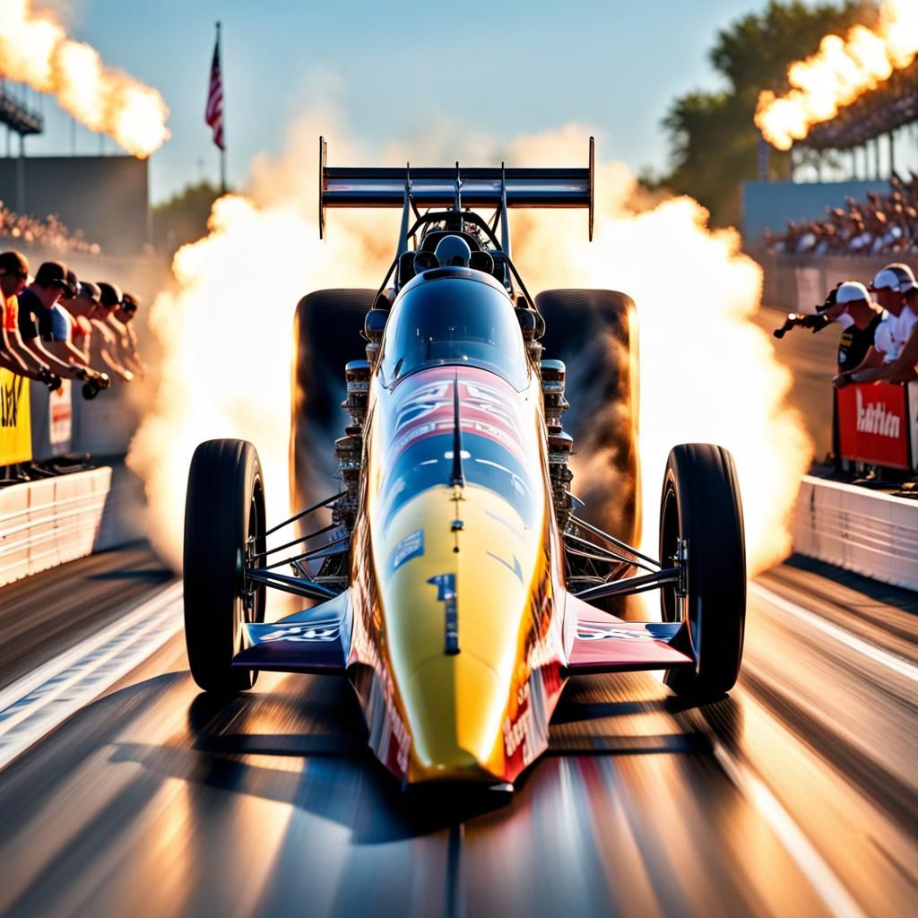 Top Fuel Dragster Launch: Hyperrealistic Splash Art