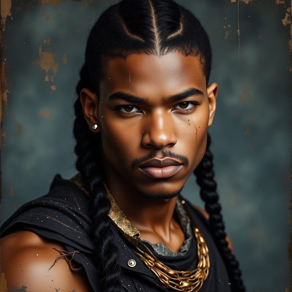 Handsome Black Warrior God Portrait in Studio Photography