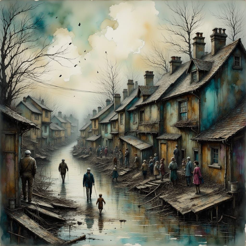 Dramatic Flood Scene: Digital Surrealism