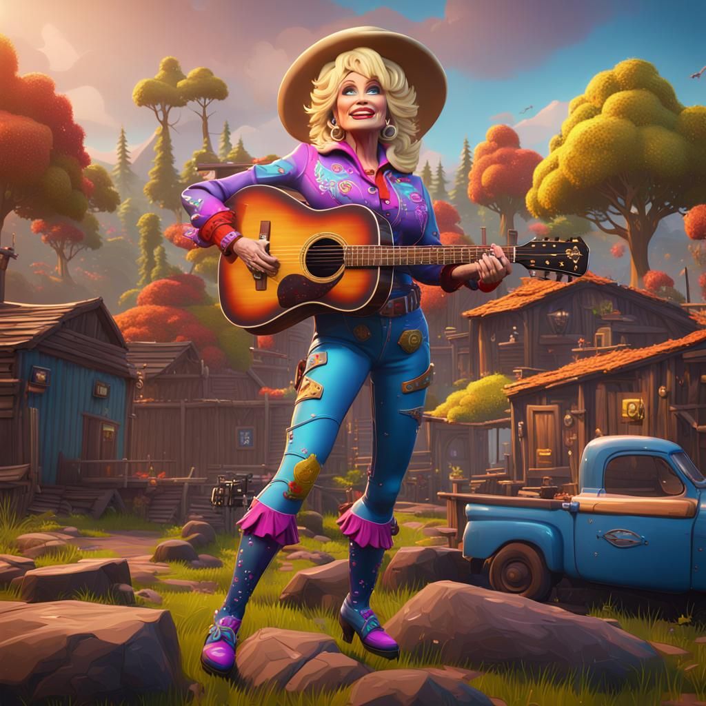 Dolly Parton in Fortnite: Detailed Matte Painting