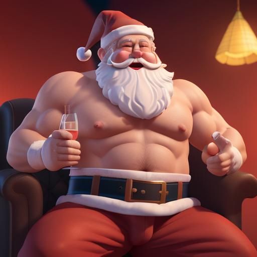 Humorous Chubby Santa Claus: 3D Digital Art