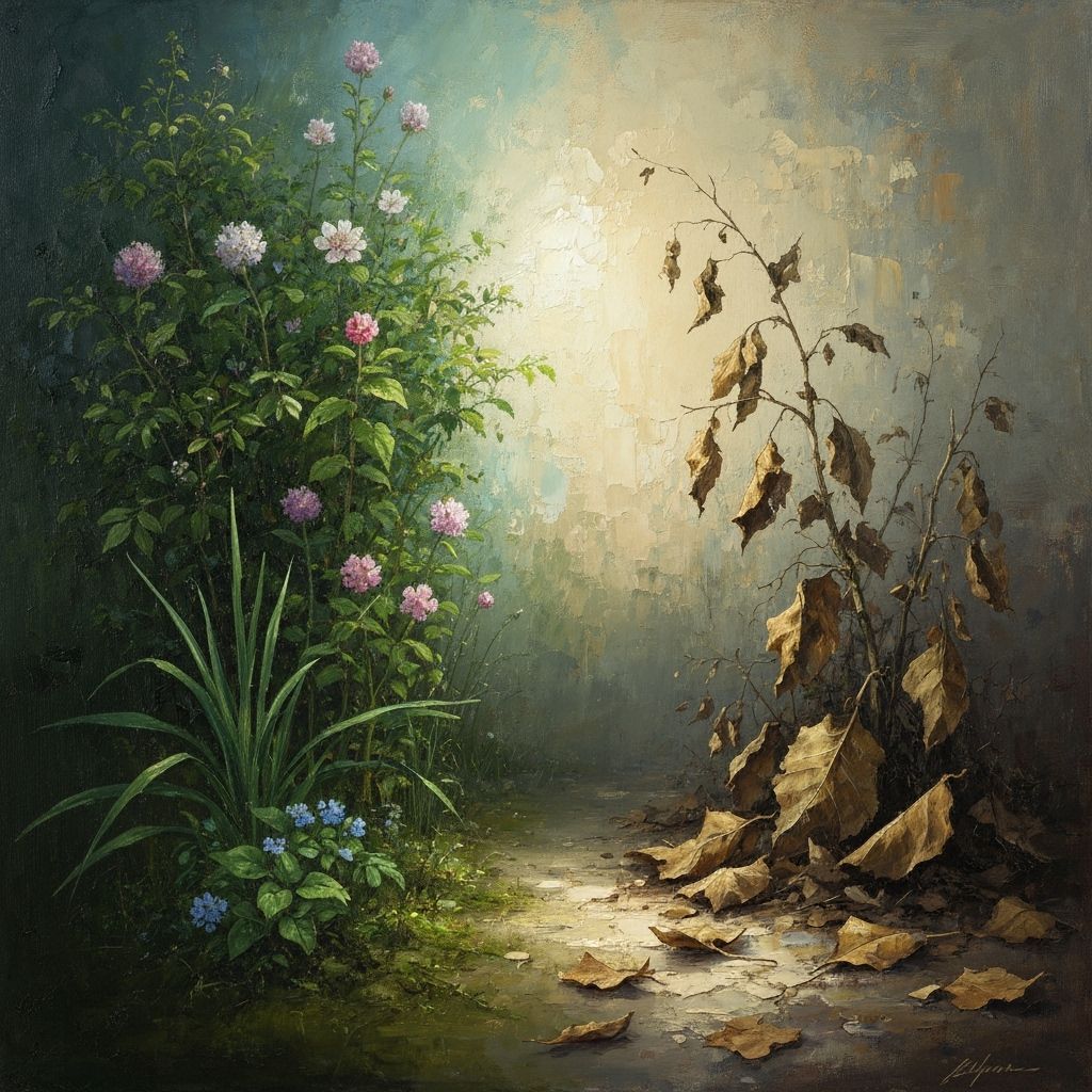 Growth and Decay Oil Painting: A Textured Masterpiece