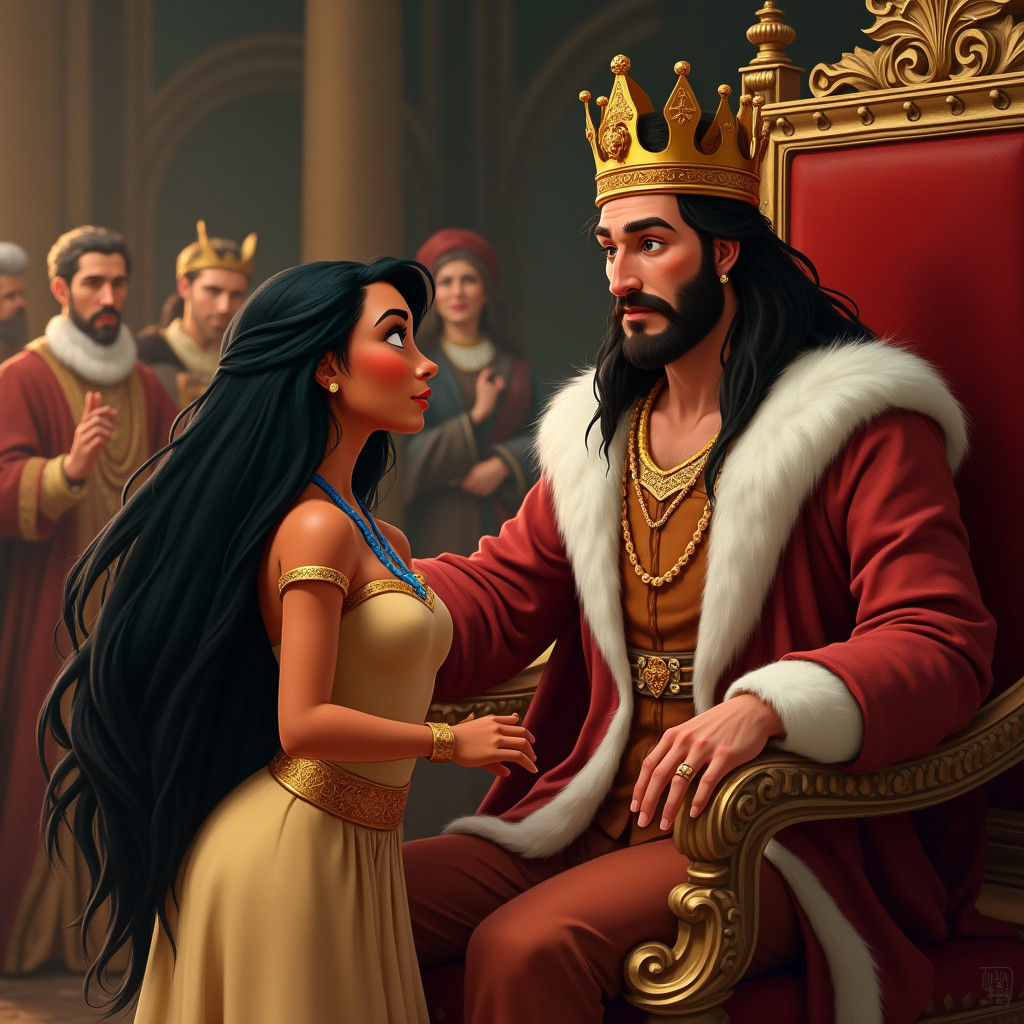 Pocahontas Meets King James I: Renaissance Painting