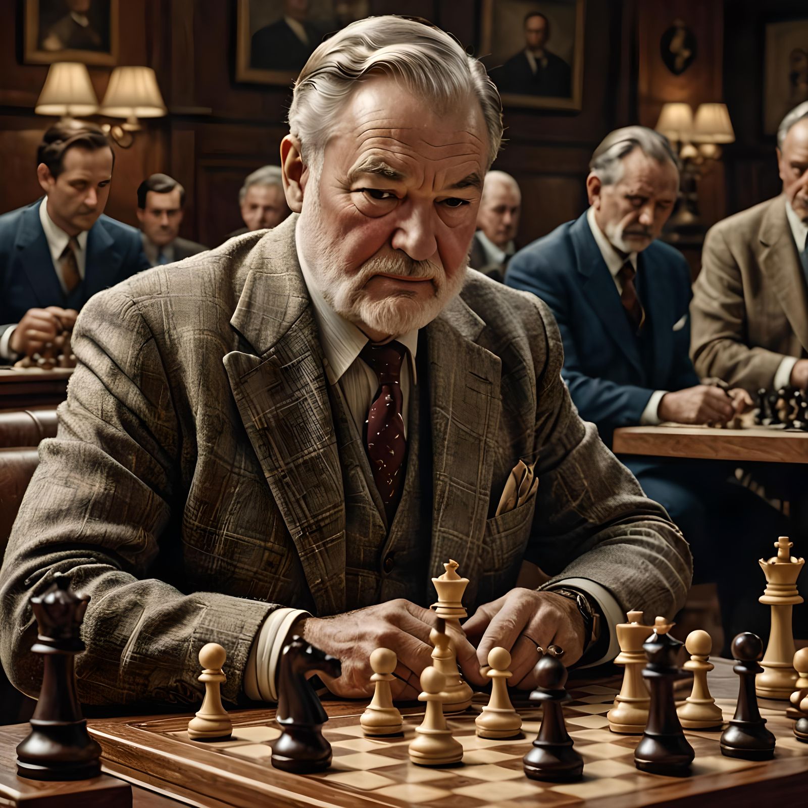 Ernest Hemingway Playing Chess