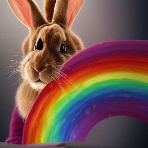 Rainbow Bunny Digital Matte Painting