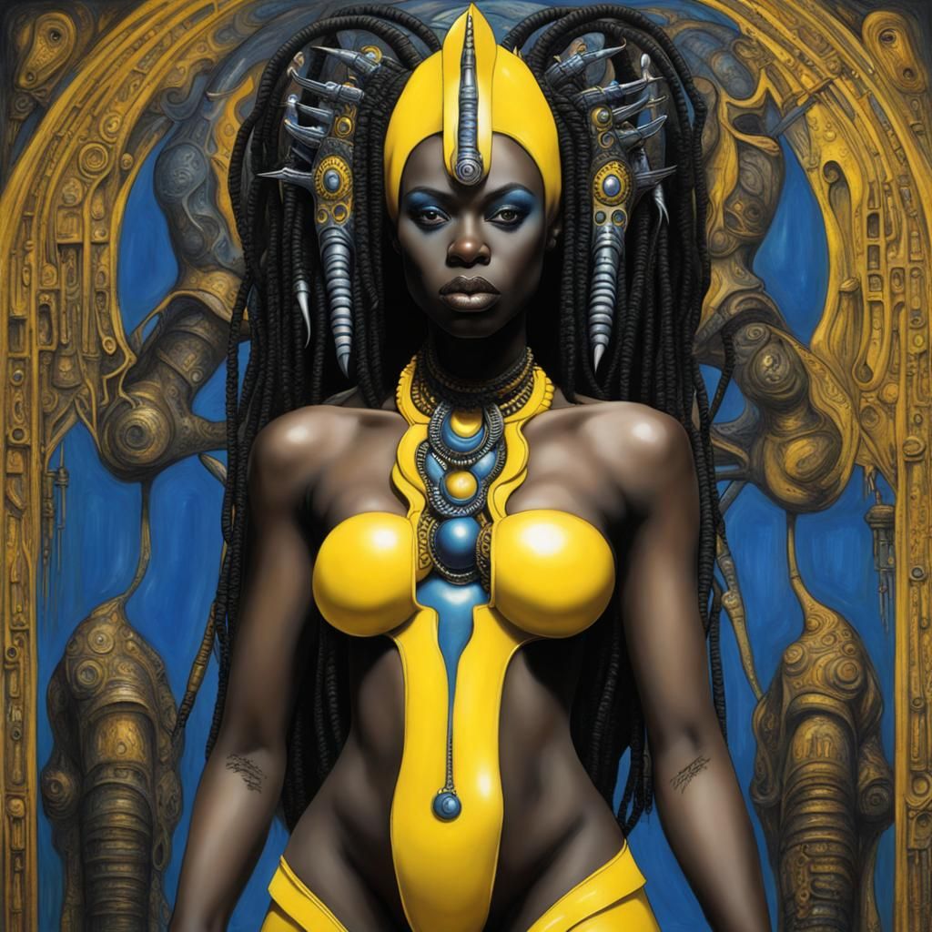 Surreal Biomechanical Beauty in Harlem Renaissance Style