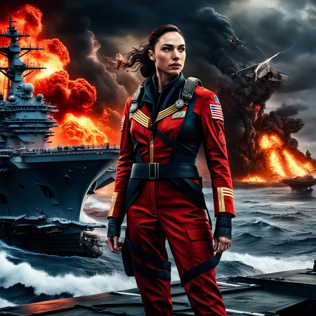 Gal Gadot as Naval Pilot in Stormy Seas