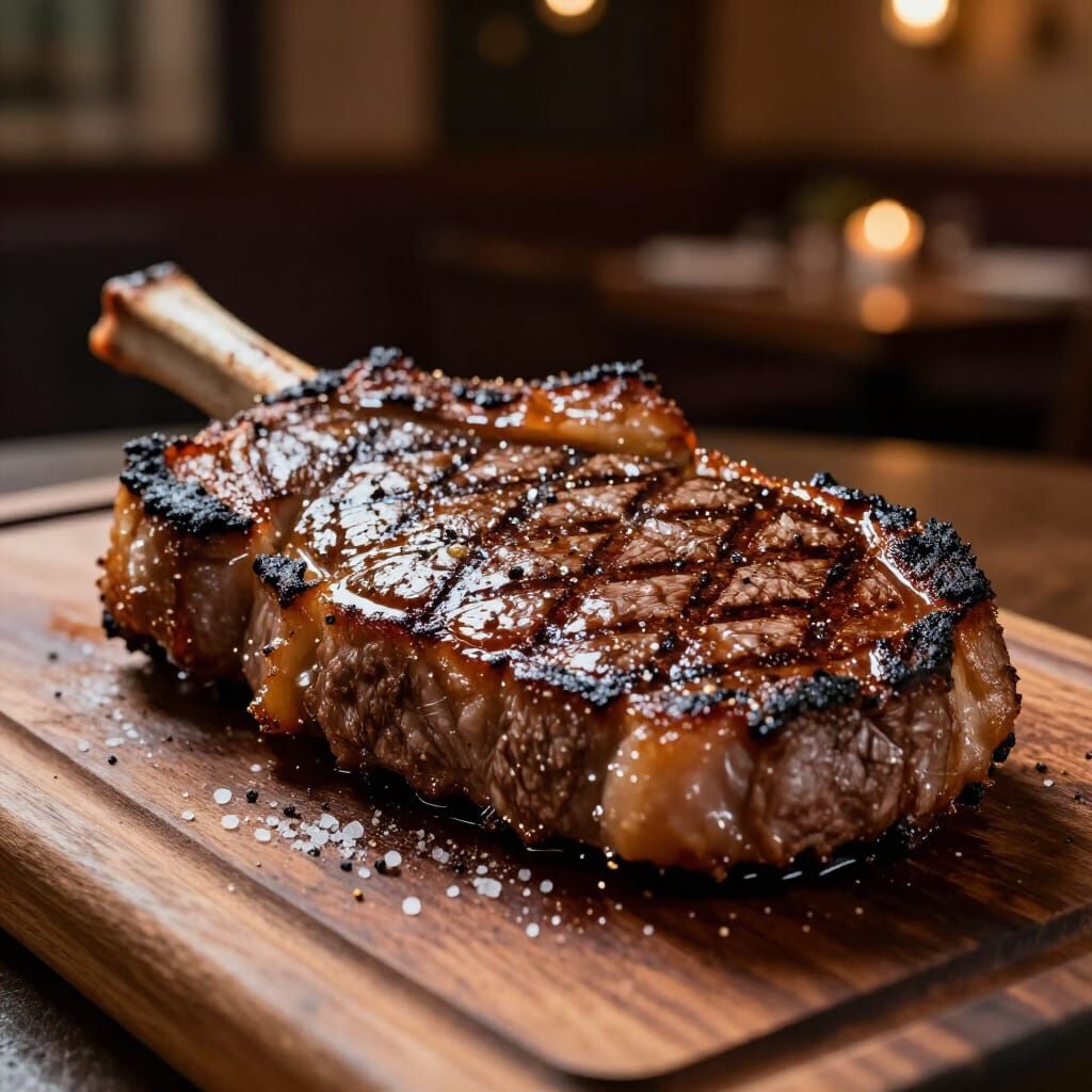 Photorealistic Grilled Ribeye Steak with Chiaroscuro Lightin...