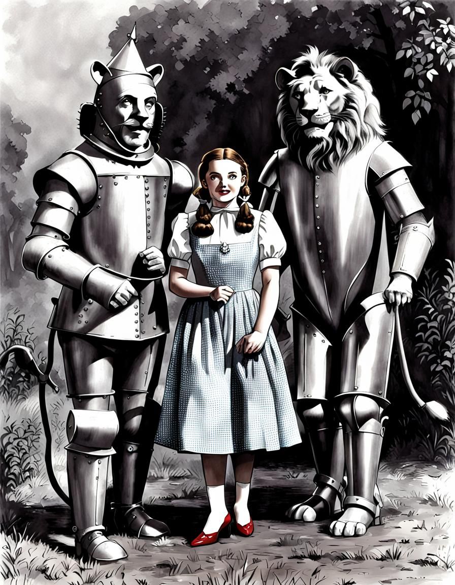Wizard of Oz: Dorothy, Tinman, and Lion