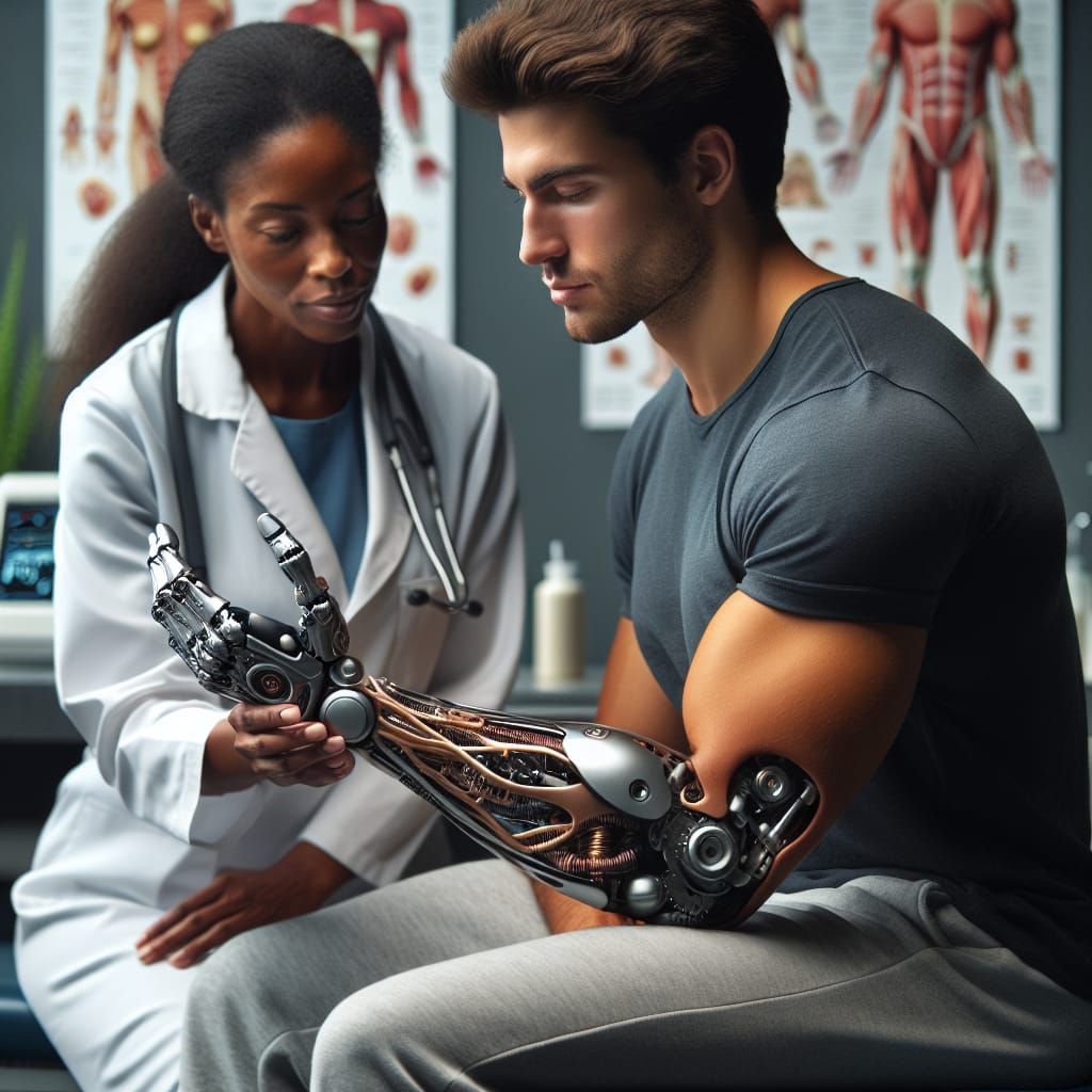 Bionic Arm Exam in Modern Doctor's Office