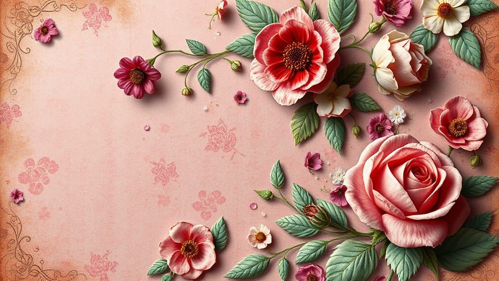 Whimsical Floral Vintage Dreamscapes in 8K Resolution