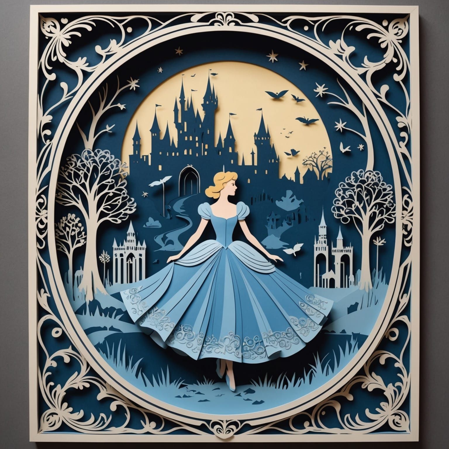 Cinderella Paper Cut Art: Detailed Matte Painting