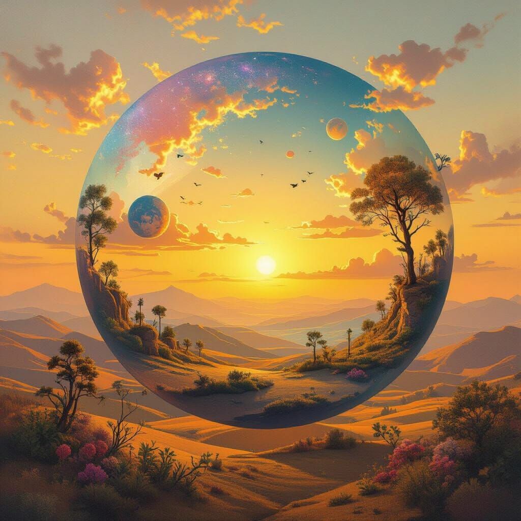 Surreal Universes Layered in Dreamlike Sundown