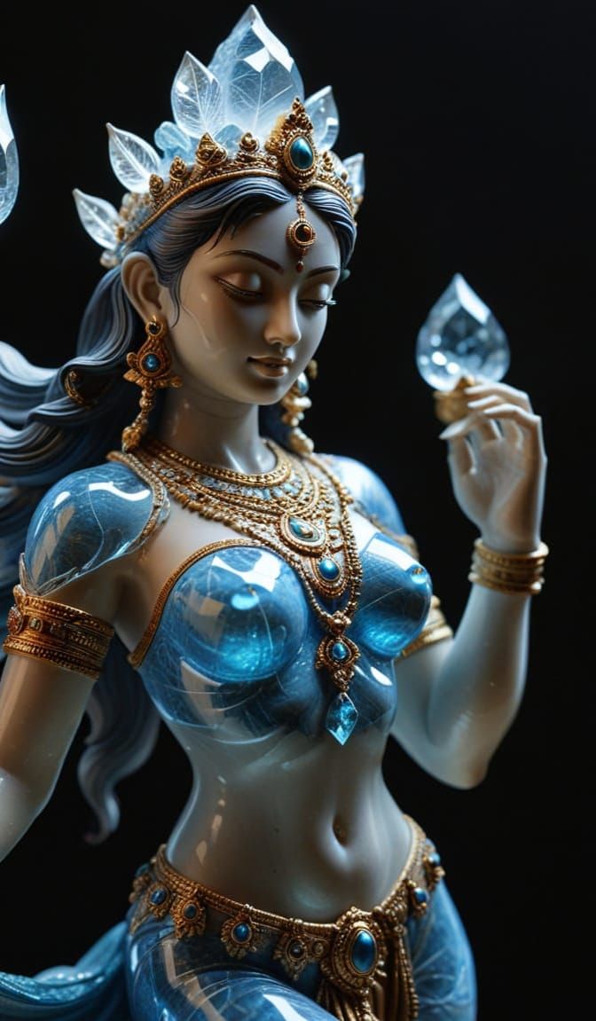 Luminous Crystal Statue of Sky-Born Apsara Urvashi