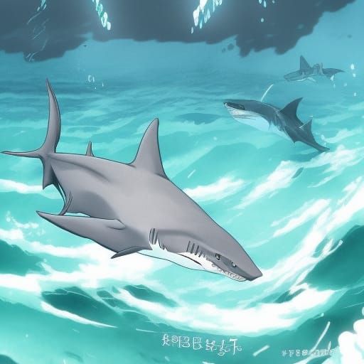 Anime Shark in Ocean Key Visual