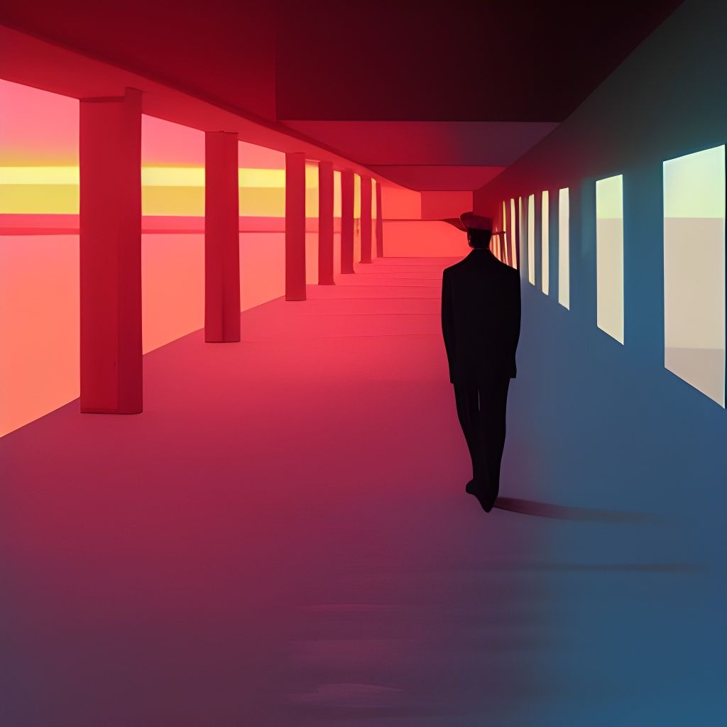 Man Walking on Beach in Realism Style