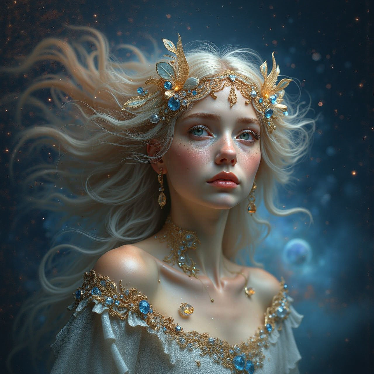 Celestial Goddess Weeping Tears of Stardust