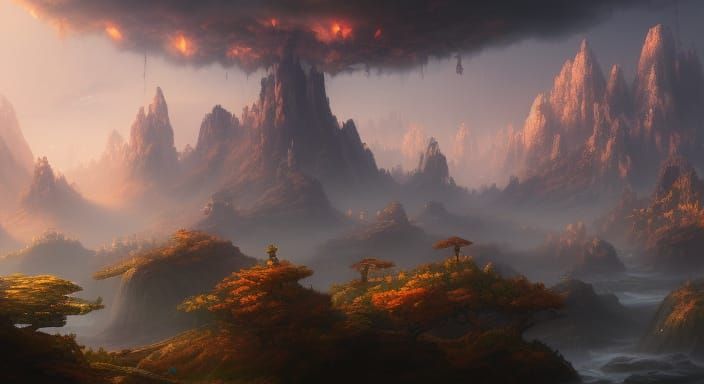 Fantastical Space Matte Painting in Deep Color