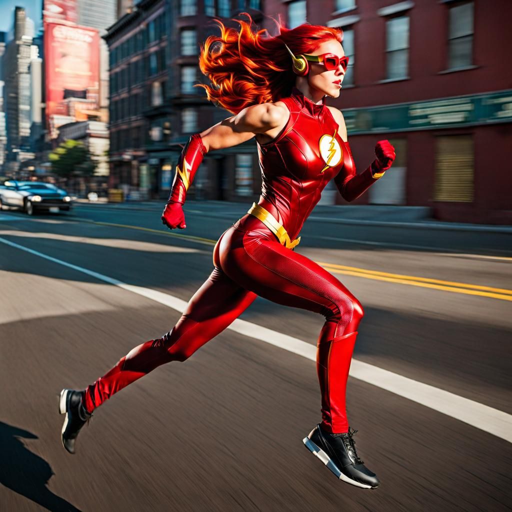 Female The Flash Patrolling Central City