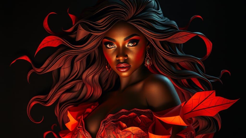 Origami Woman in High-Fantasy Style