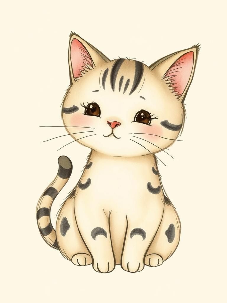 Vintage Cartoon Cat in Whimsical Storybook Style