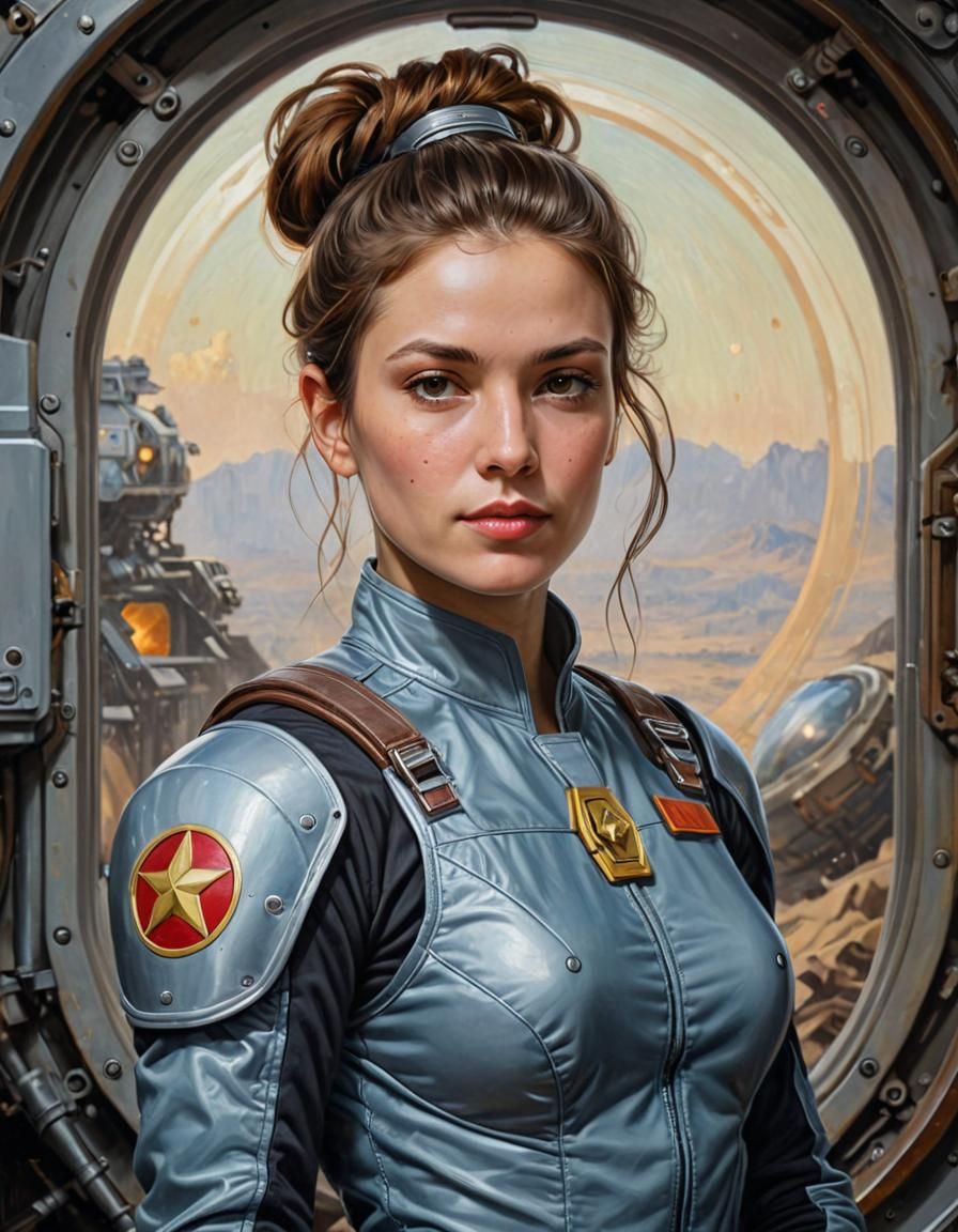 Astral Pioneer: Academicist Portrait of Spaceship Pilot