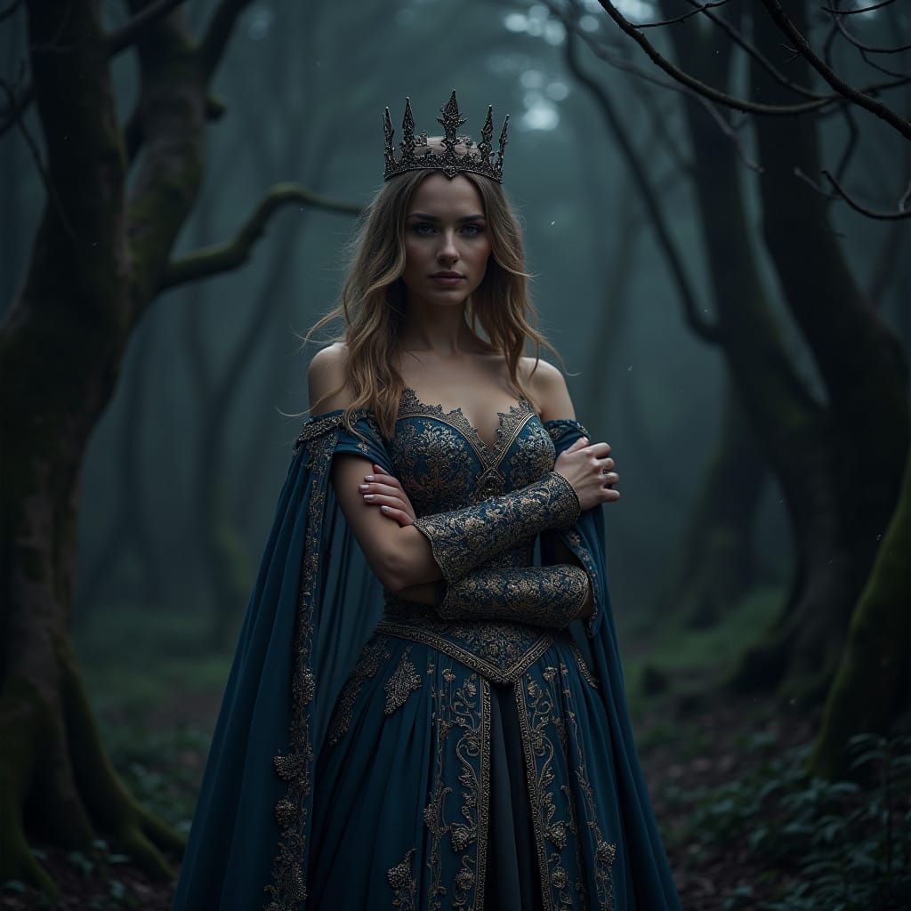 Regal Viking Queen in Elegant, Baroque-Inspired Gown
