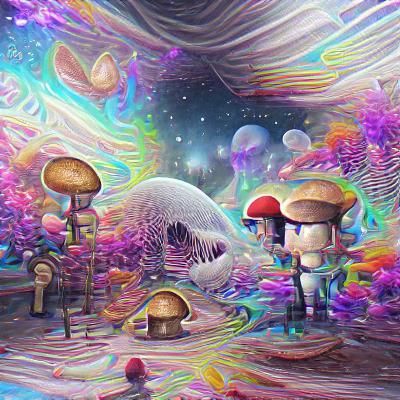 Astral Mushroom Village Illustration in 8K Resolution