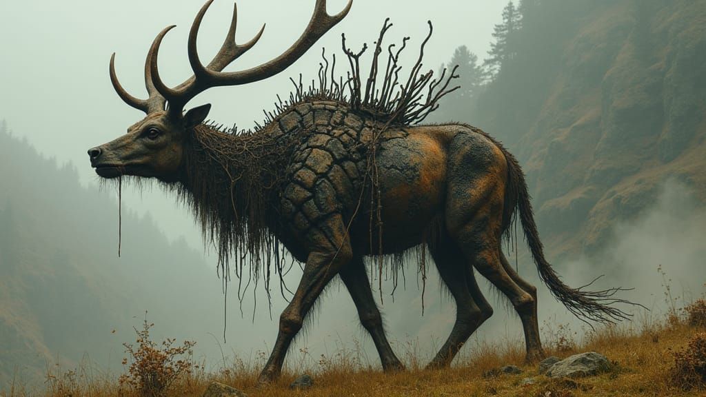 Corroded Biomechanical Wild Hunt: A Mythpunk Vision