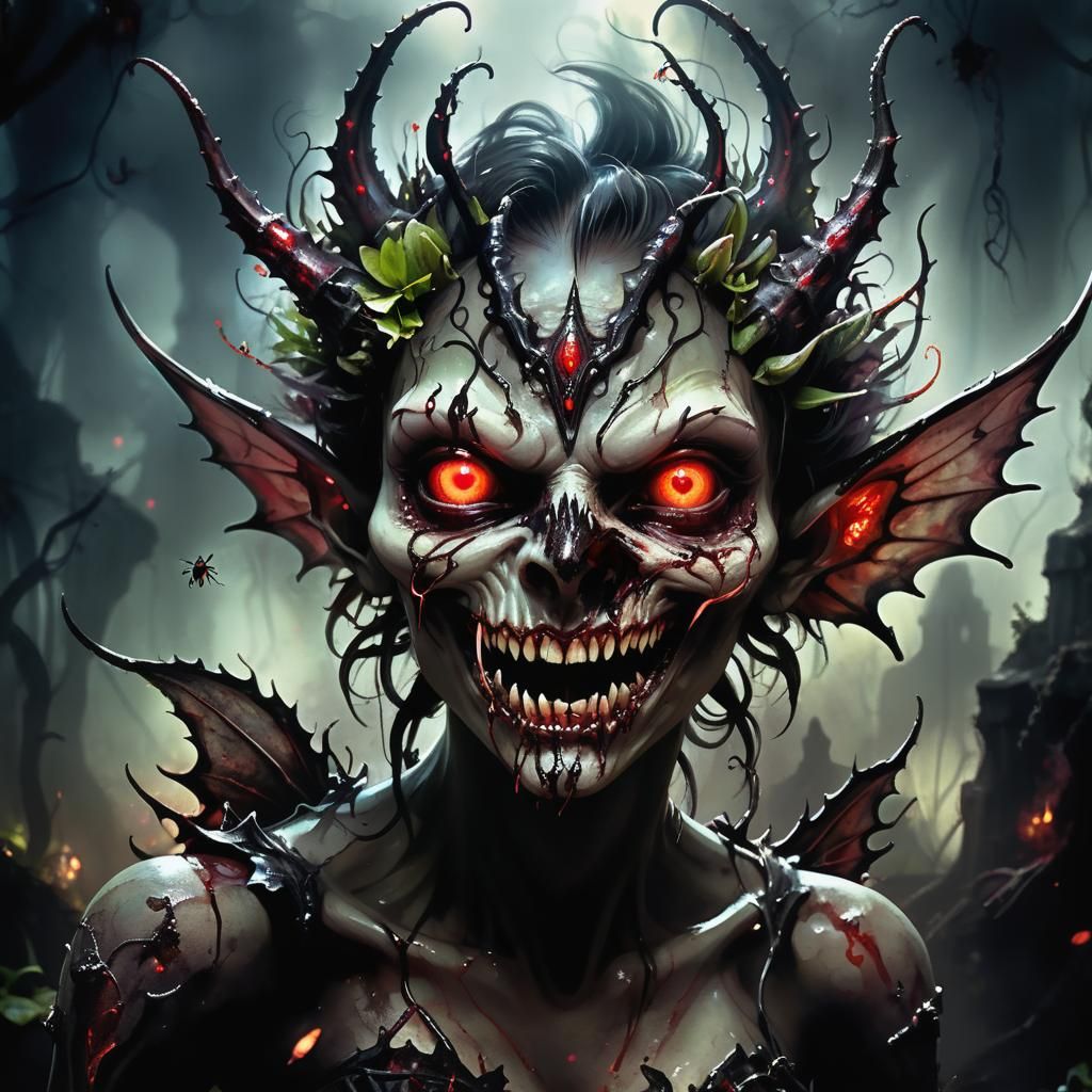 Demonic Fairy Portrait in Dark Fantasy Style