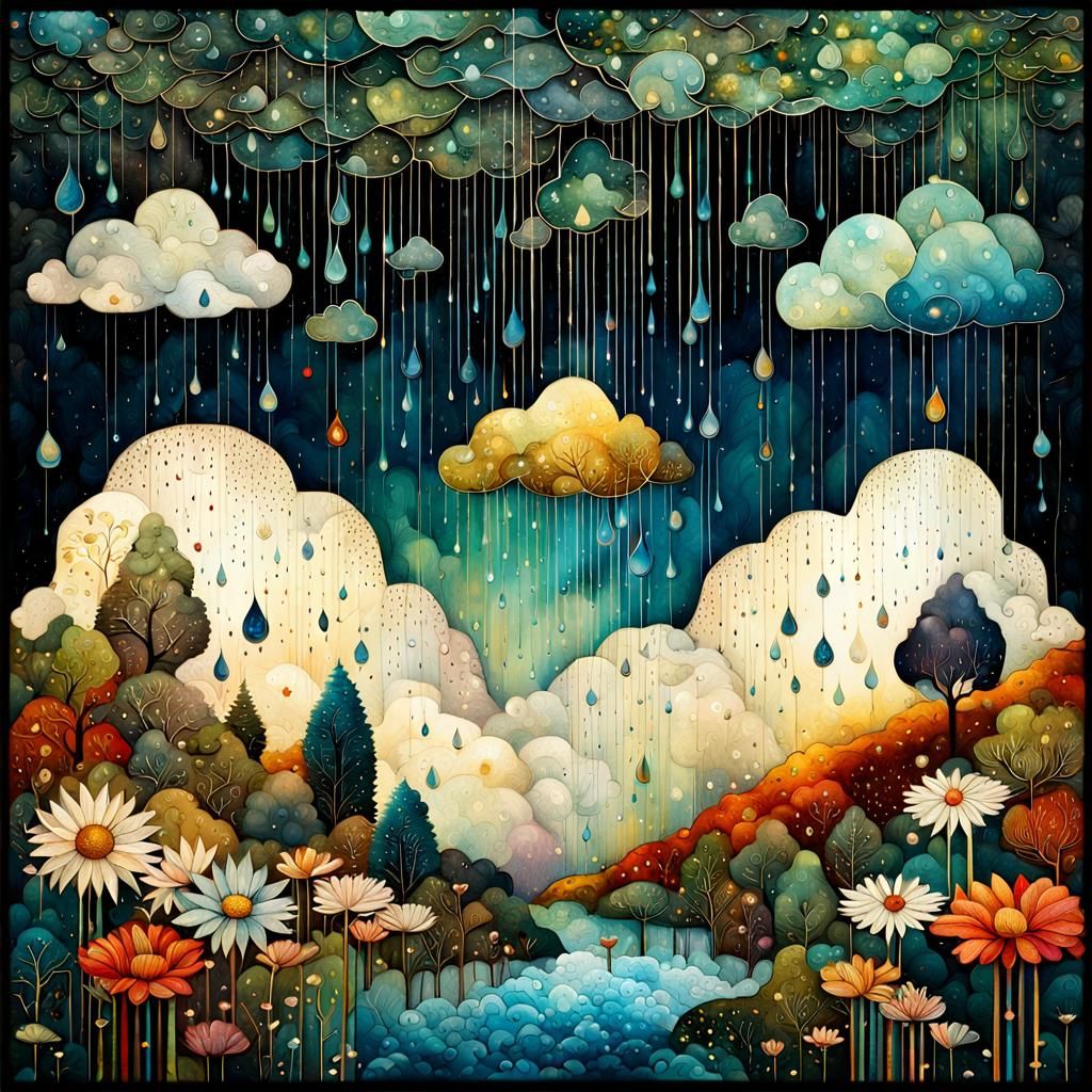 Vibrant Floral Folk Art in Whimsical Watercolor Style