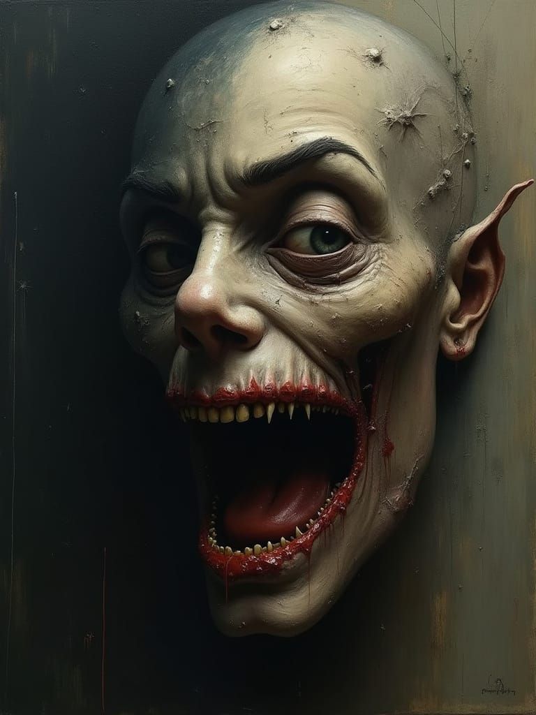 Dark, Twisted Demon Portrait in Oil