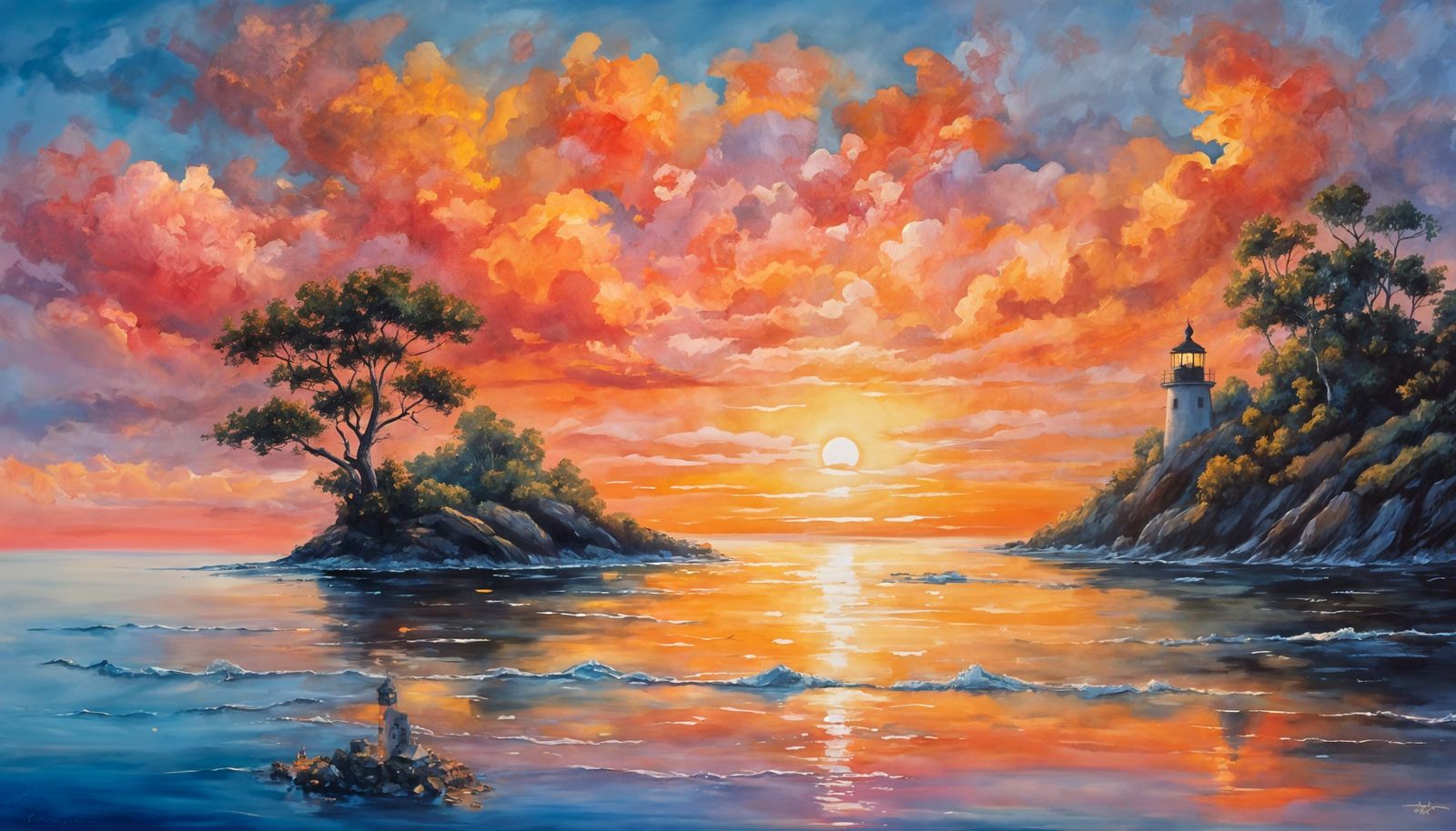 Serene Island Oasis in Dreamlike Golden Light