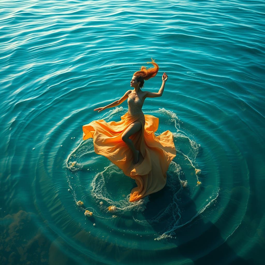 Dancing Water Nymph in a Vibrant Fantasy World