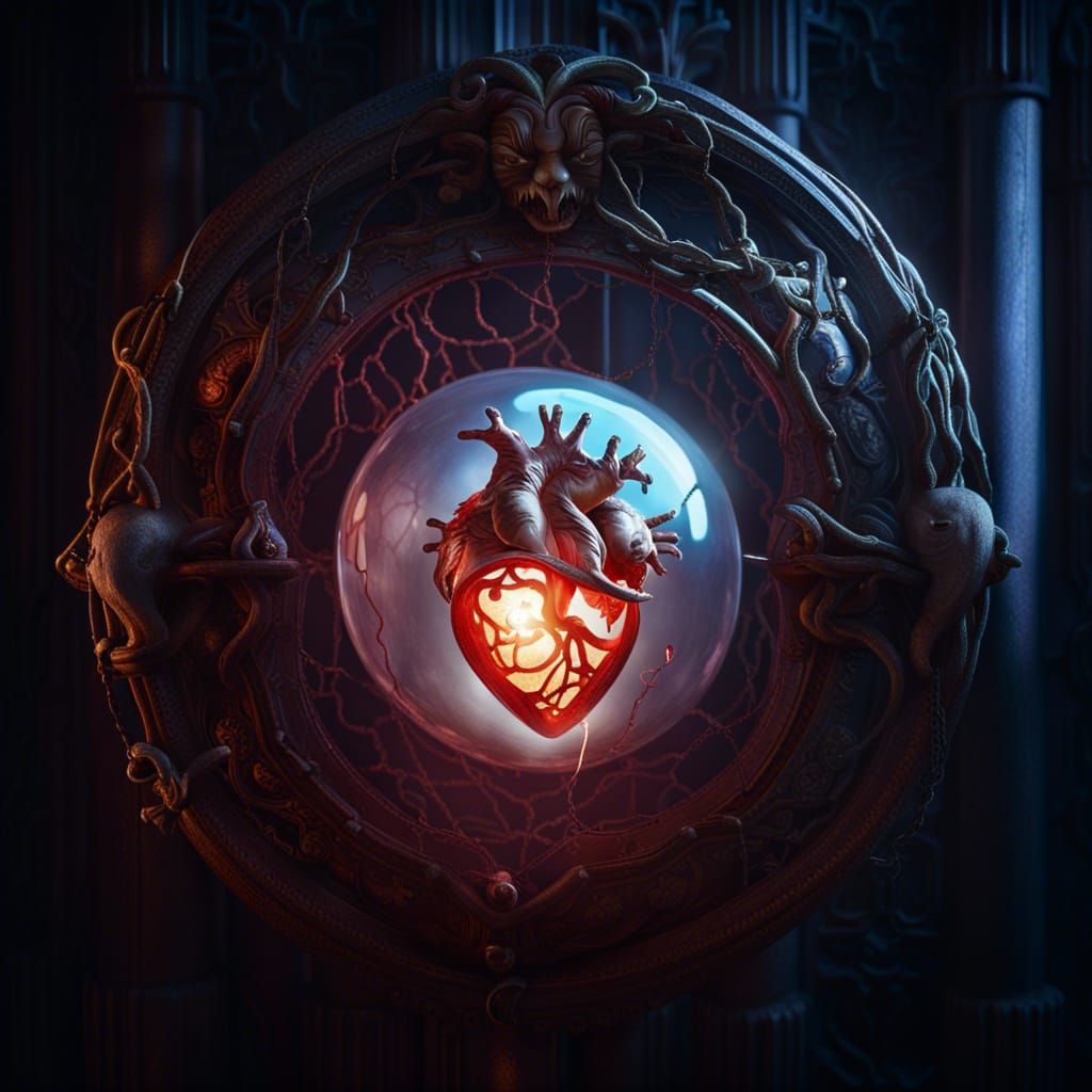 Glowing Figure Trapped in Glass Sphere