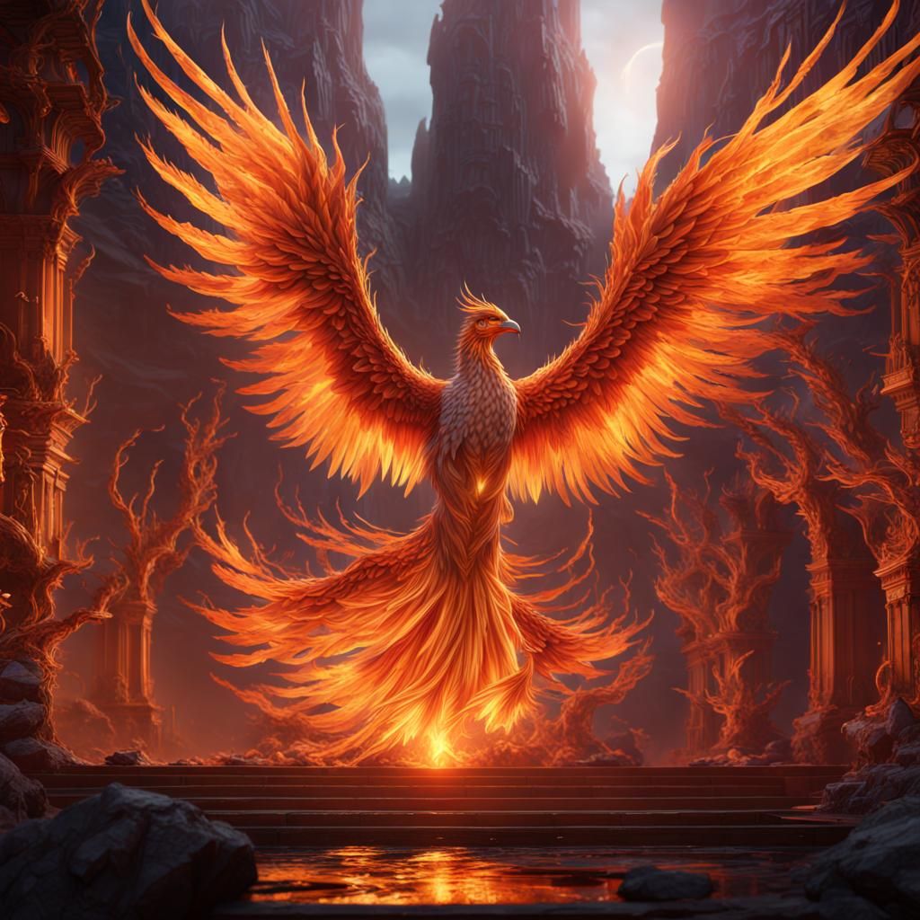Detailed Phoenix Concept Art in Deep Color