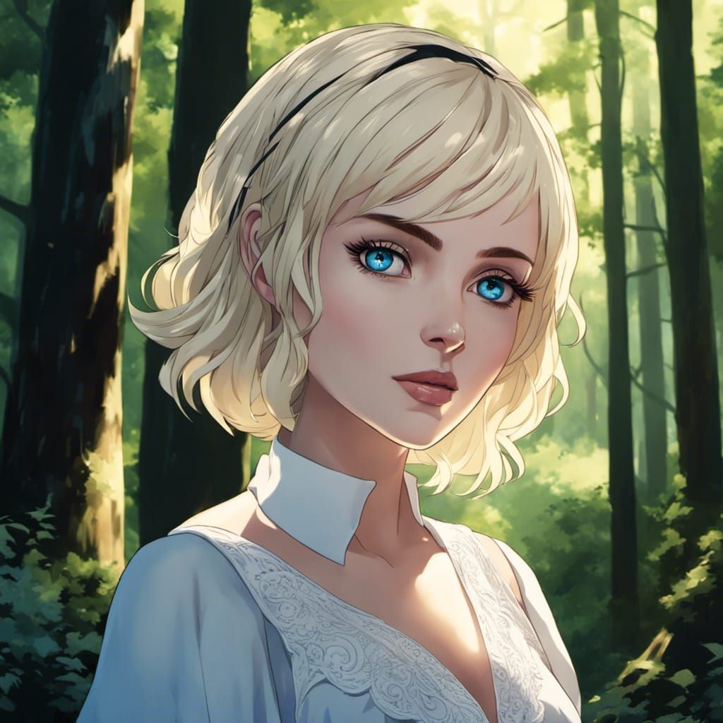 Cute Goth Woman Portrait in Anime Style