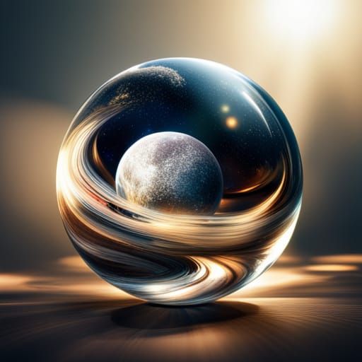 Pony in Glass Sphere with Glitter: Detailed Matte Painting