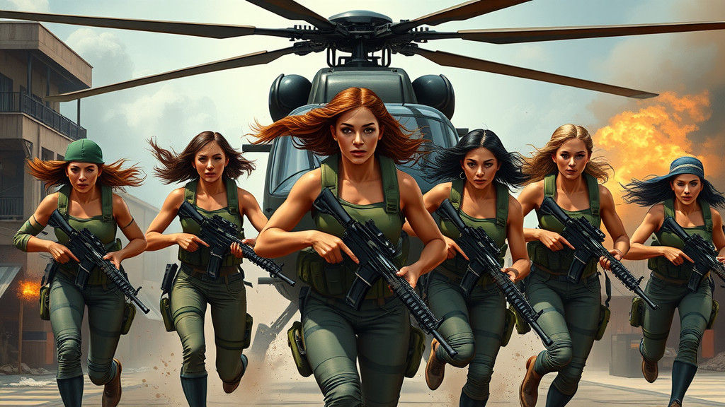 Elite Female Squad Advances in Urban Combat Zone