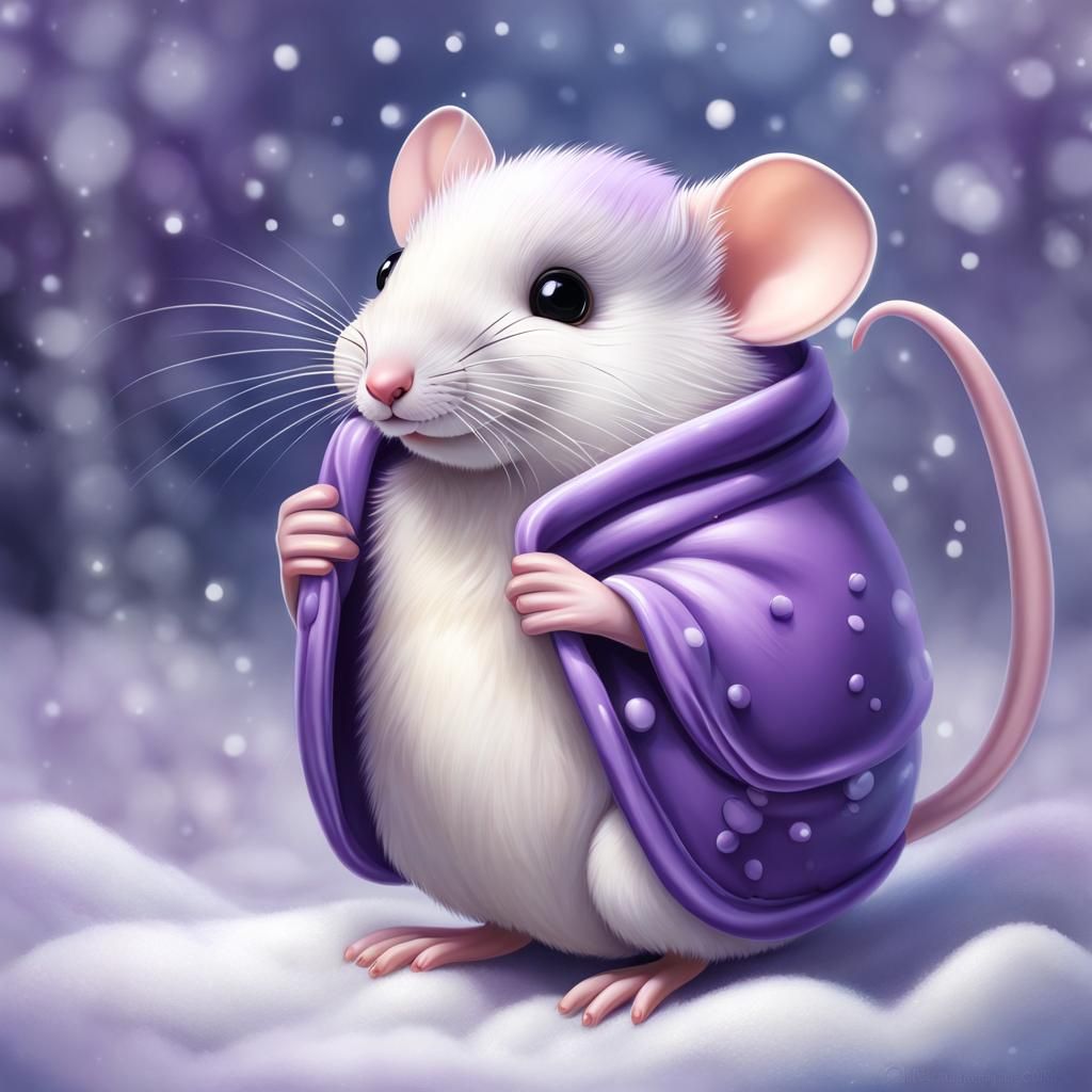 Cute 3D Mouse in Oil Painting Style