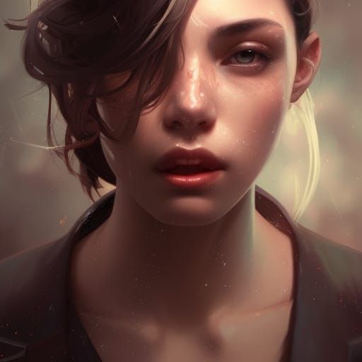 Detailed Crying Portrait in Art Nouveau Style