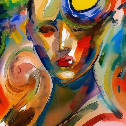 Abstract Mental Landscape in Gouache Style