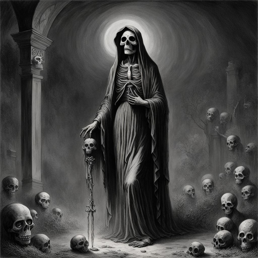 Santa Muerte in Horror Style
